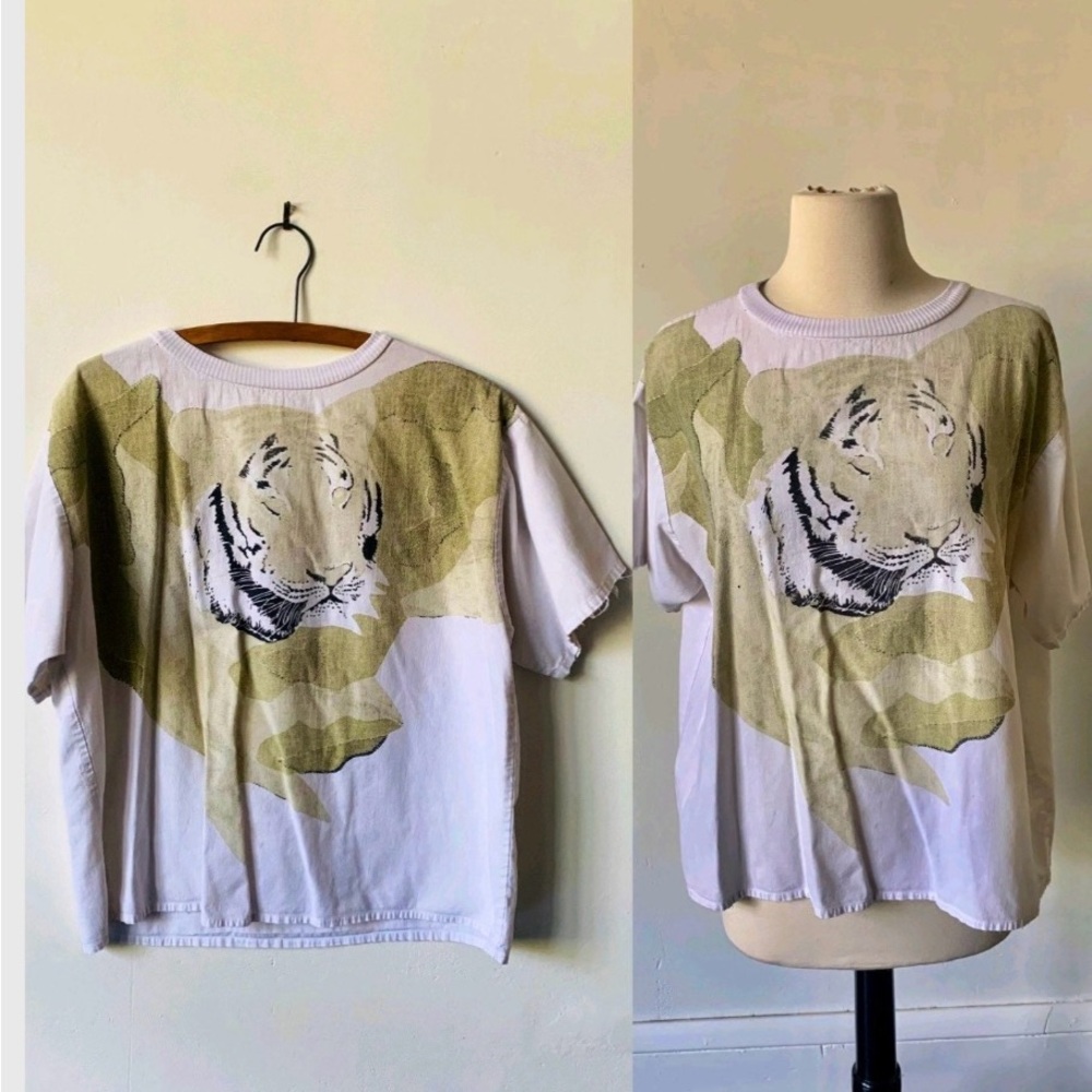 Vintage Leopard Graphic Crop Top 1980’s Cougar Shirt 80’s Jaguar Animal T Shirt